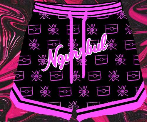 Basketball Shorts- Black and Pink