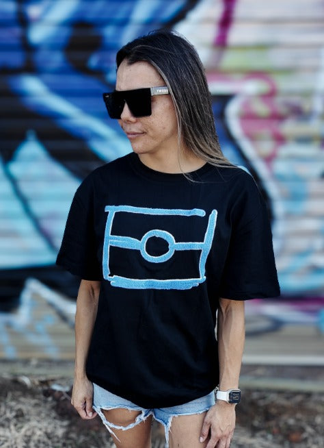 BLK MGK Heavy Tee Blue oversized fit, front