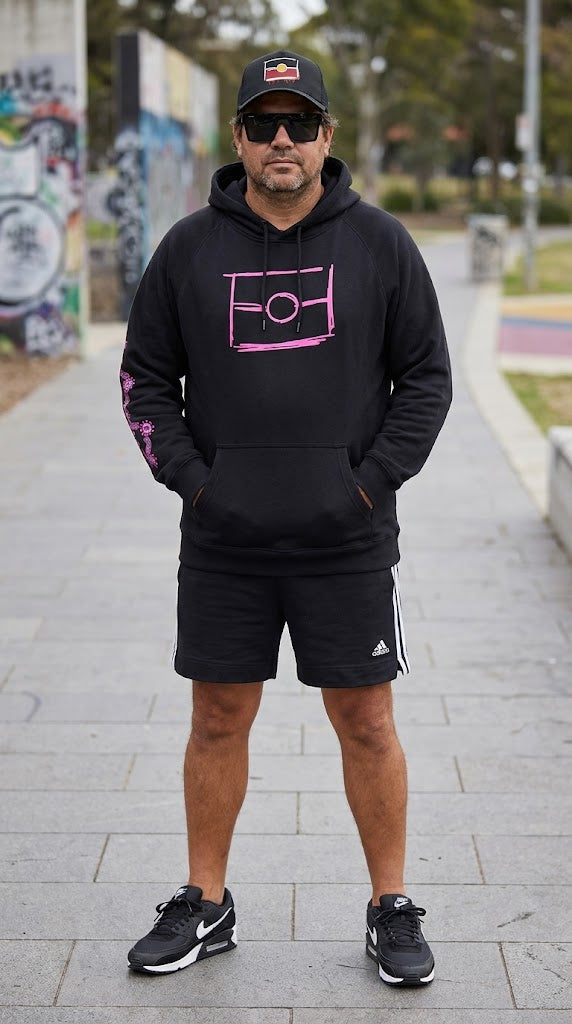 Black- Pink Graffiti Flag™️ Logo Hoodie