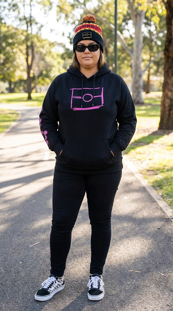 Black- Pink Graffiti Flag™️ Logo Hoodie