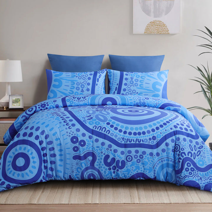 Quilt Cover Set: Wiradjuri Walkabout- Blue 💙🩵