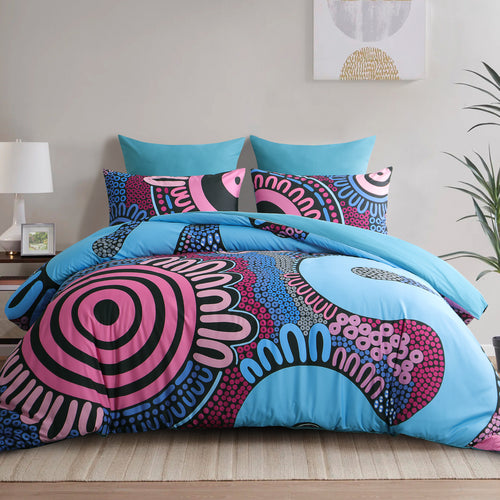 Quilt Cover Set- Waterways: Burnt Pastel