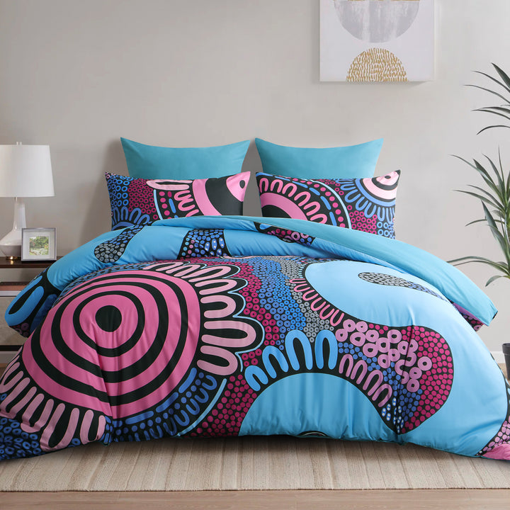 Quilt Cover Set- Waterways: Burnt Pastel