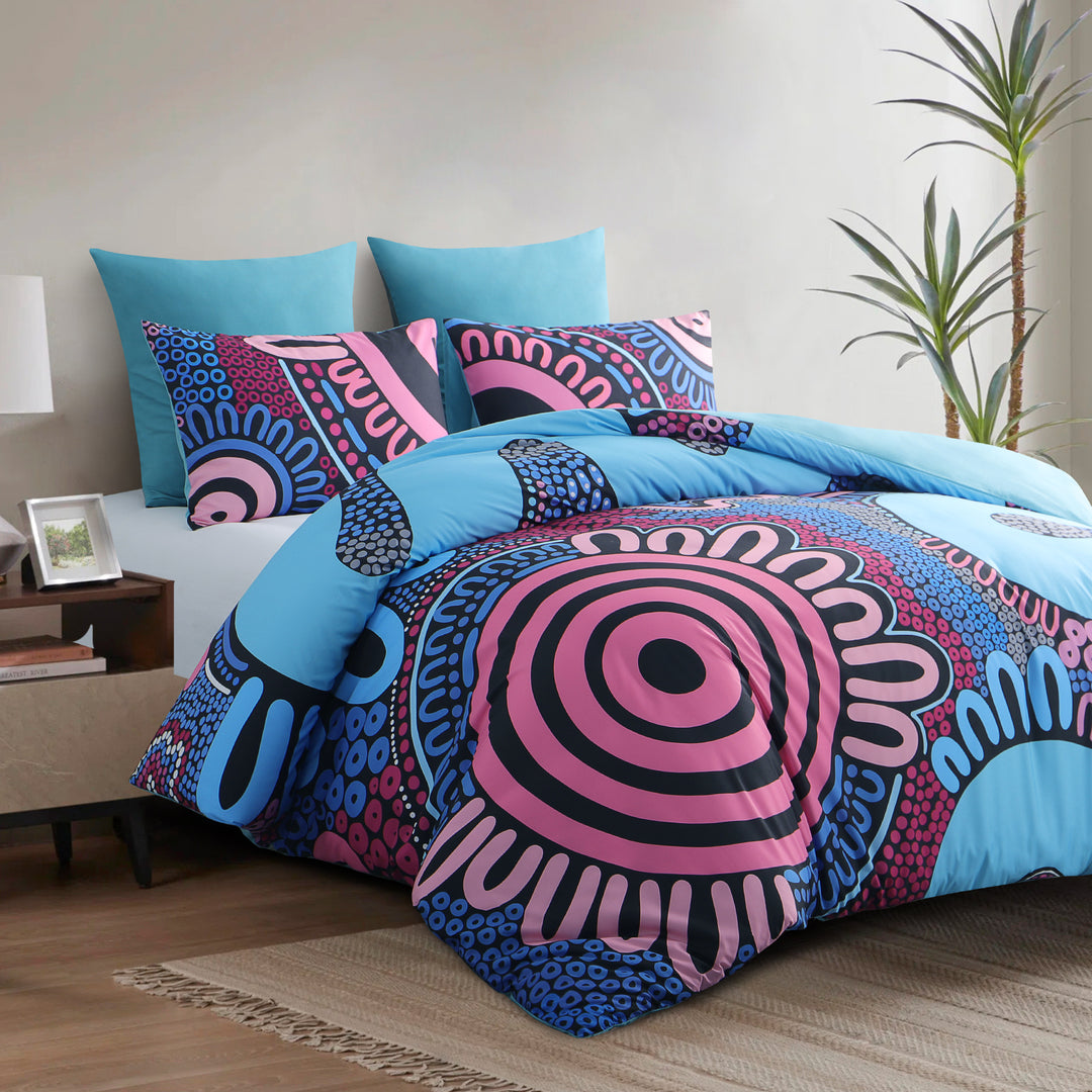 Quilt Cover Set- Waterways: Burnt Pastel