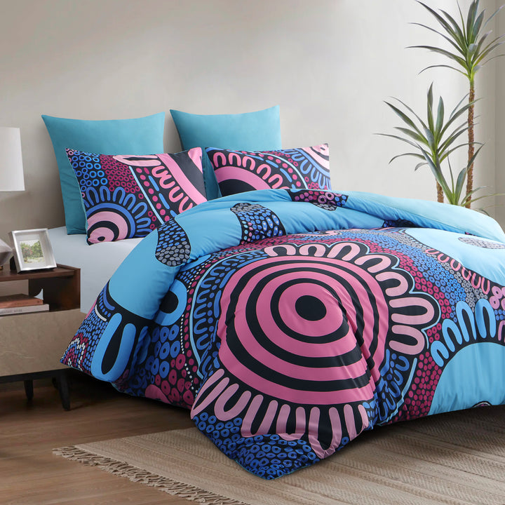 Quilt Cover Set- Waterways: Burnt Pastel