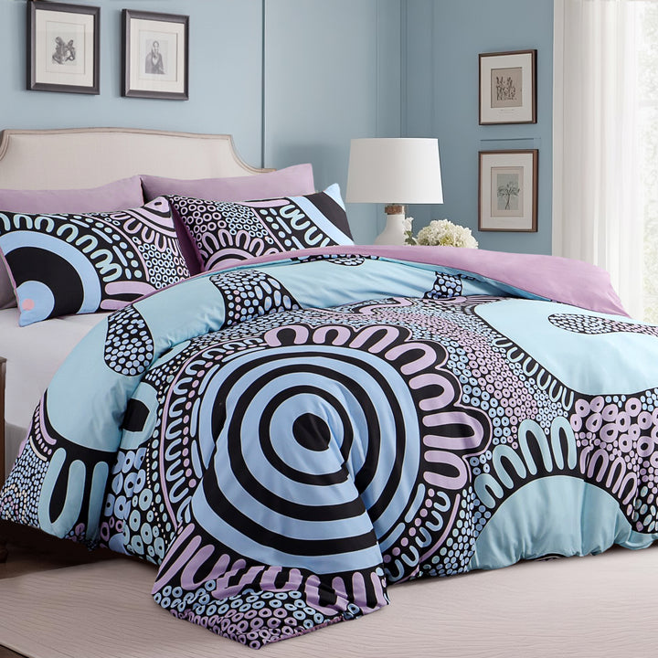 Quilt Cover Set: Wiradjuri Walkabout- Coral Pastel