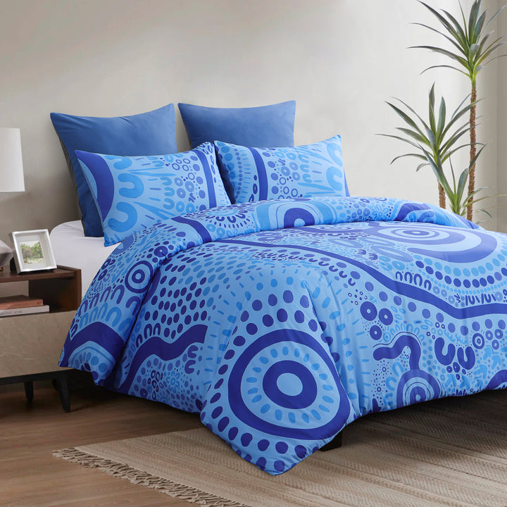 Quilt Cover Set: Wiradjuri Walkabout- Blue 💙🩵