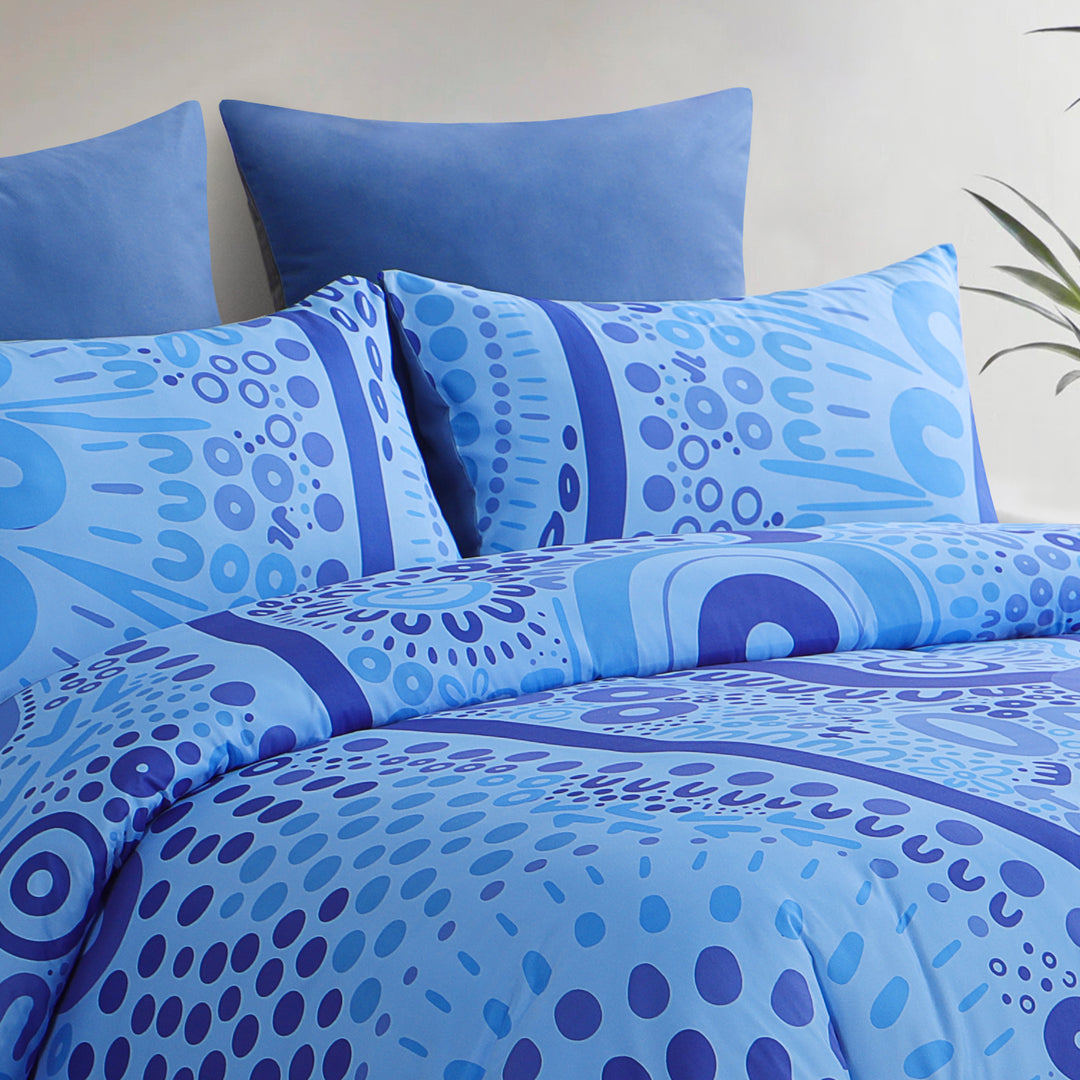 Quilt Cover Set: Wiradjuri Walkabout- Blue 💙🩵