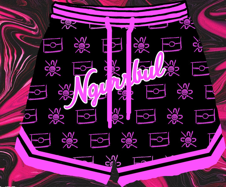 Basketball Shorts- Black and Pink