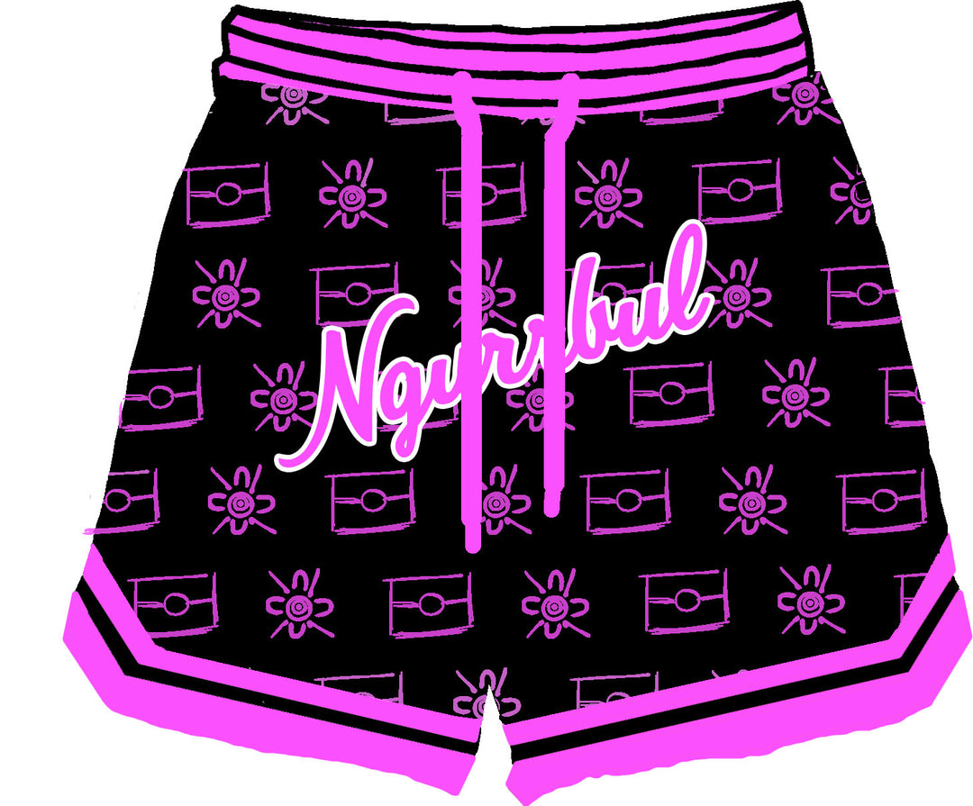 Basketball Shorts- Black and Pink