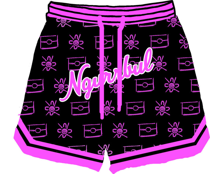 Basketball Shorts- Black and Pink