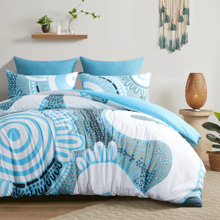 Quilt Cover Set- Waterways: Cool Water