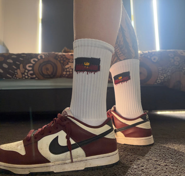 Splash Logo Grip Socks - White