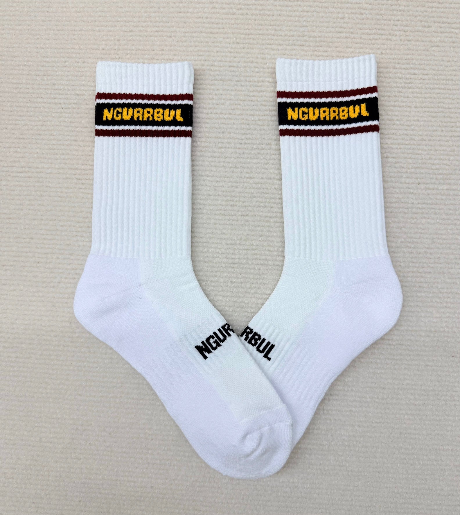 Striped Logo Socks -  White