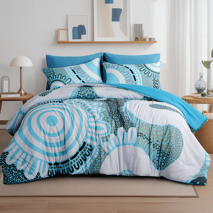 Comforter Set: Wiradjuri Walkabout- Cool Water