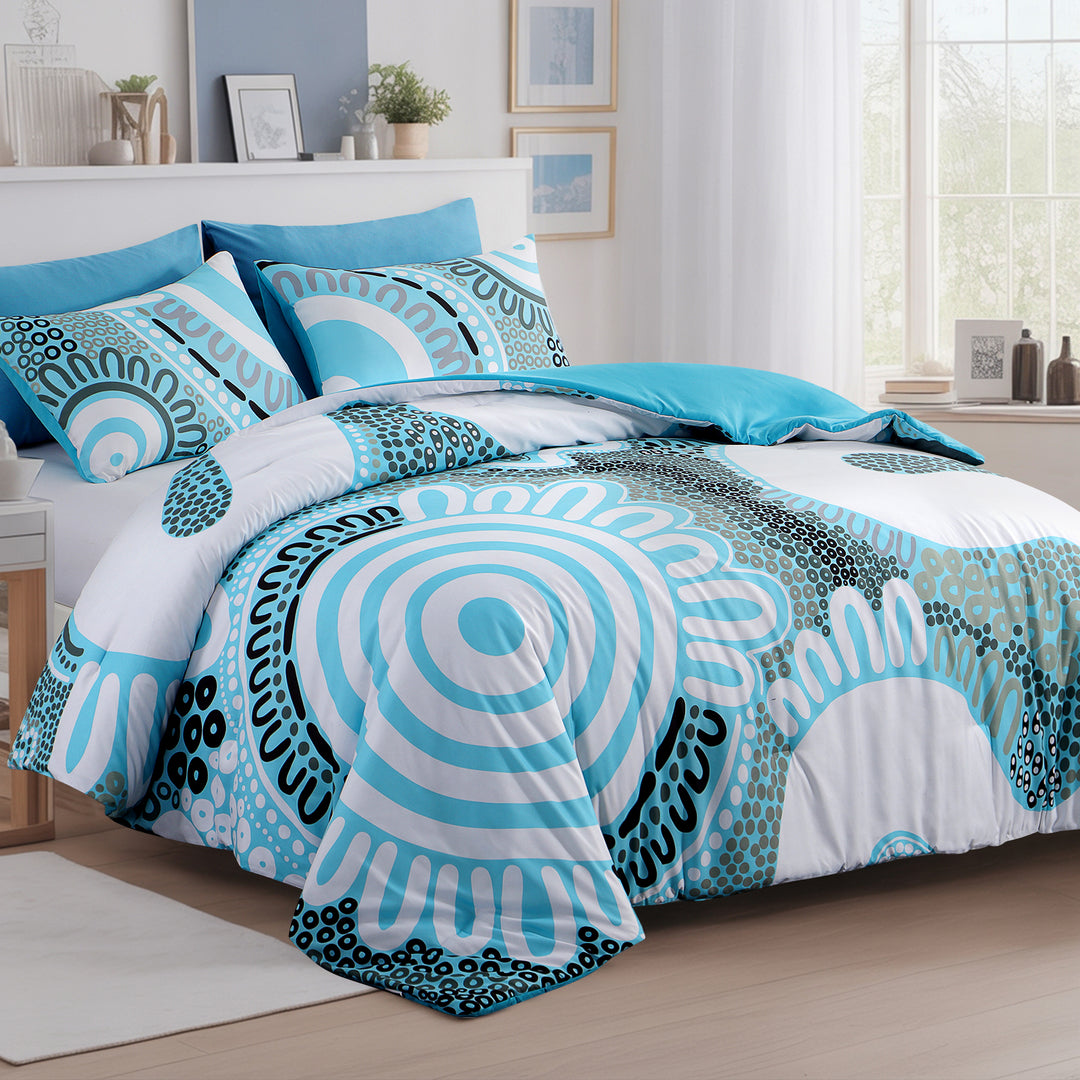 Comforter Set: Wiradjuri Walkabout- Cool Water
