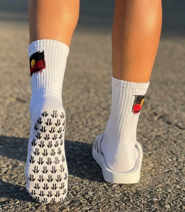 Splash Logo Grip Socks - White
