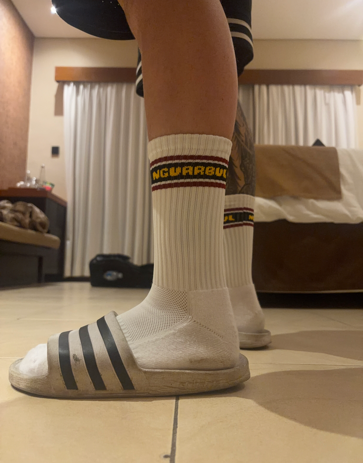 Striped Logo Socks -  White