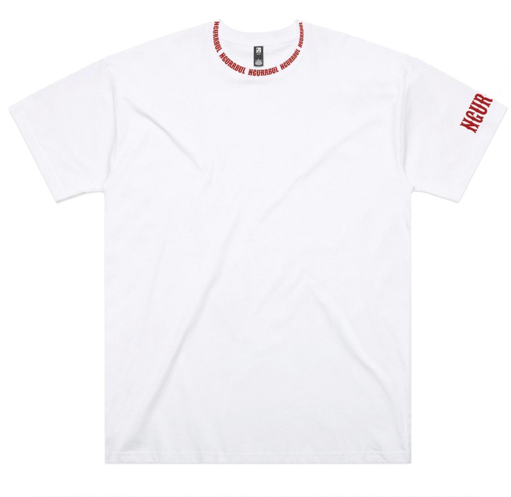 Ngurrbul Heavy- White, Red Text