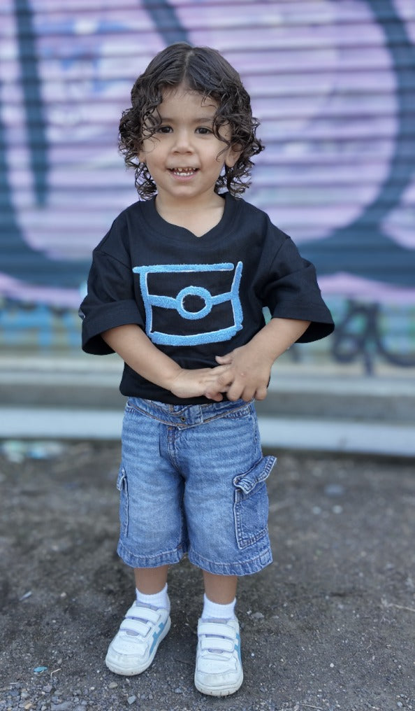 Kids BLK MGK Heavy Tee Blue, front