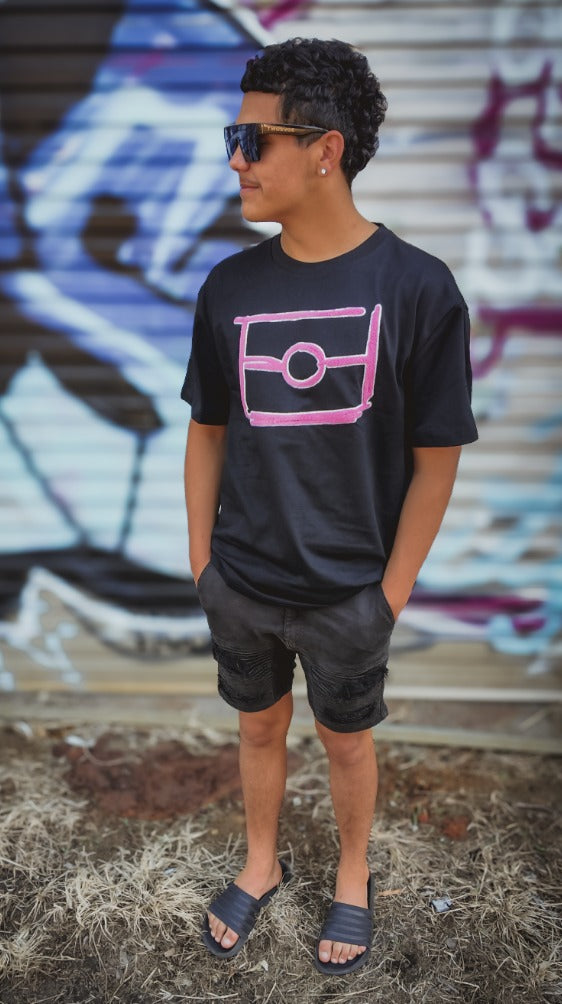BLK MGK Heavy Tee Pink oversized fit, front