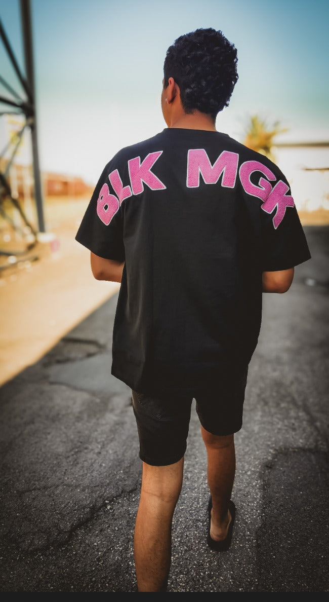BLK MGK Heavy Tee Pink, back embroidery