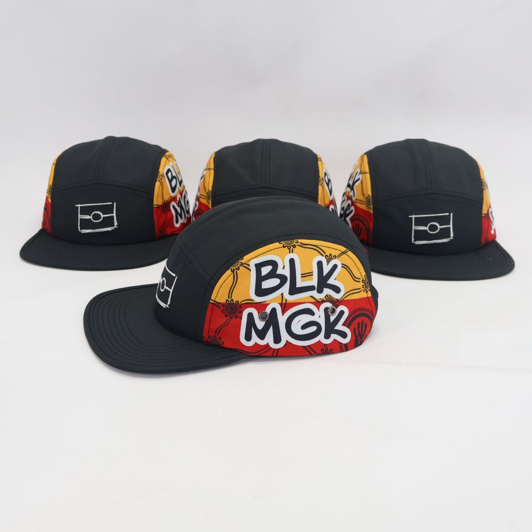 BLK MGK Ngurrbul running hat - black 5-panel with red and yellow side panels