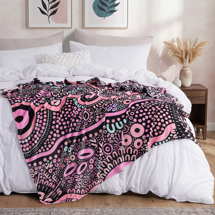 Wiradjuri Walkabout Pastel Flannel Blanket