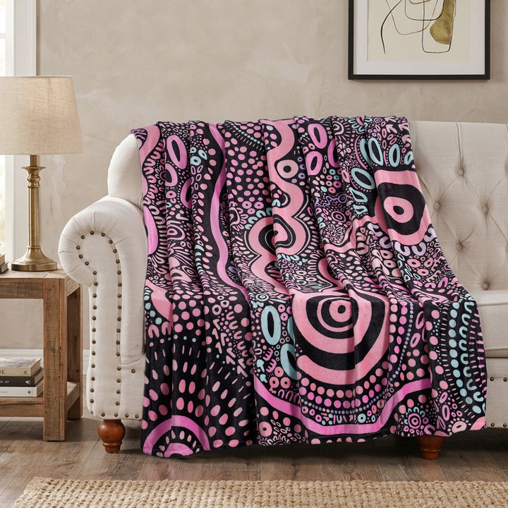 Wiradjuri Walkabout Pastel Flannel Blanket