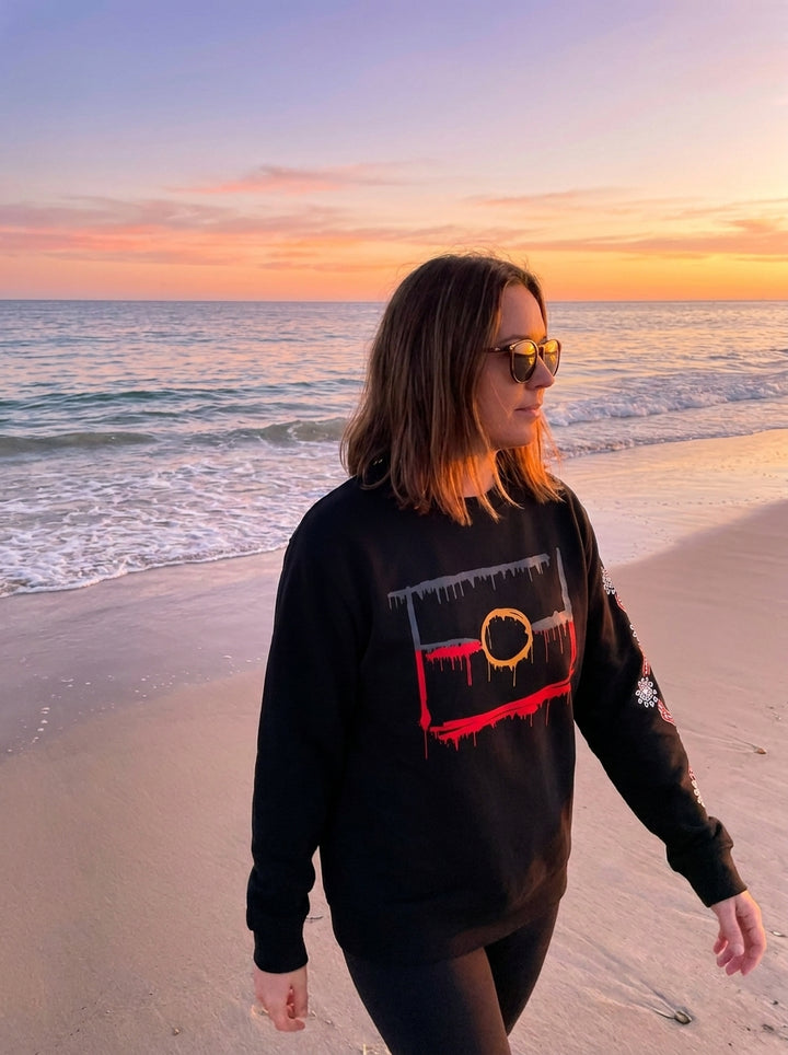 Graffiti Flag Drip - Crew Jumper