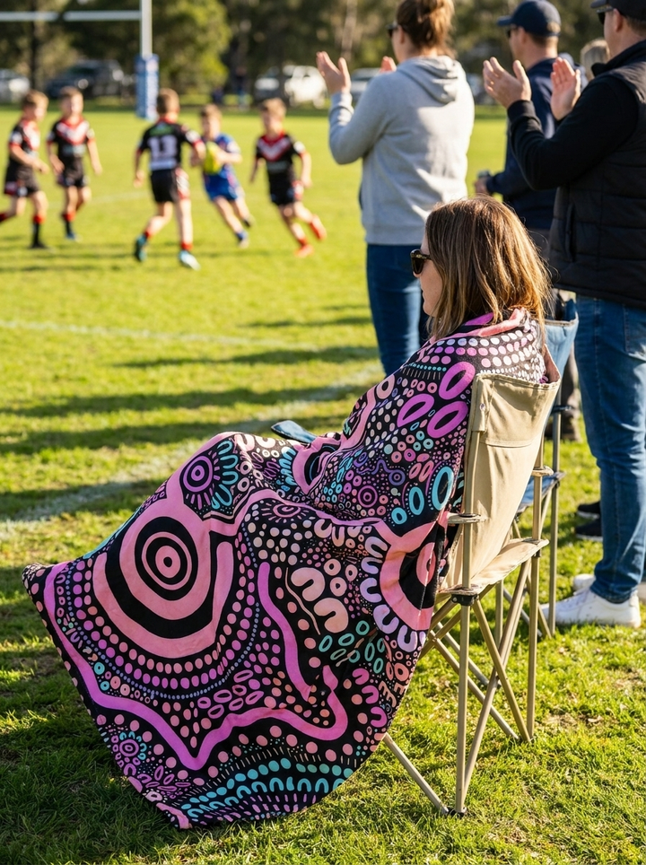 Wiradjuri Walkabout Pastel Flannel Blanket